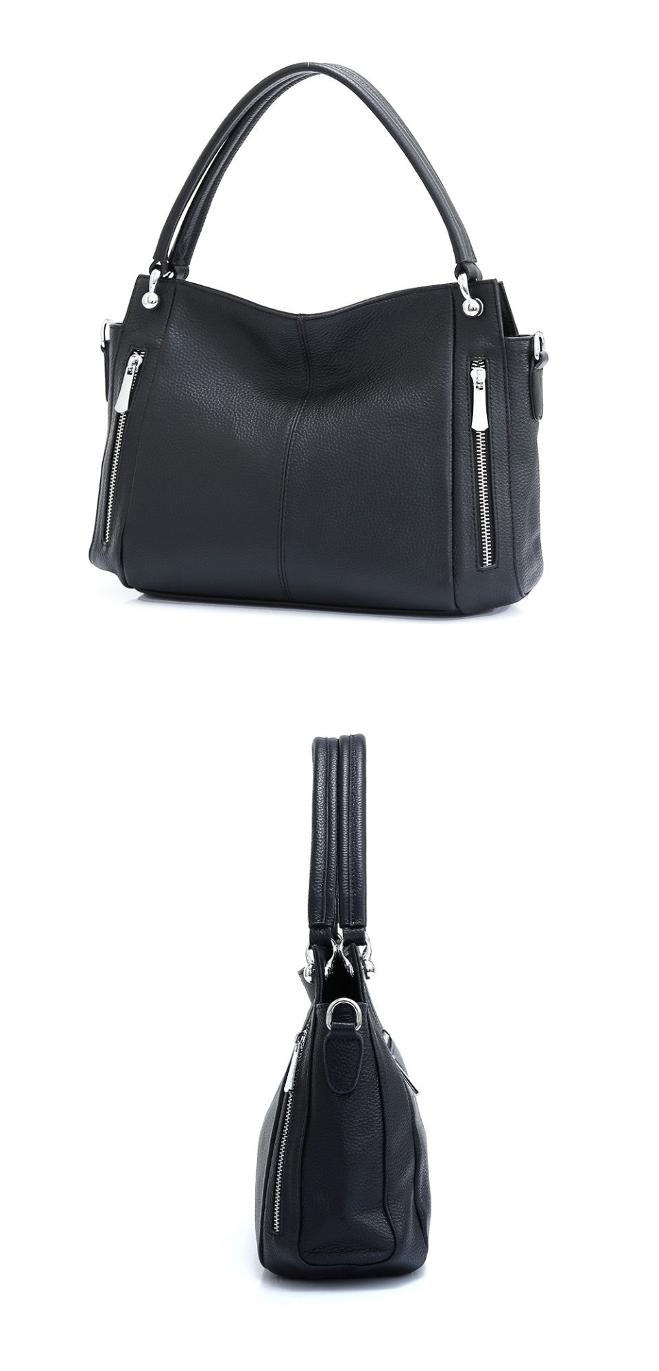 Zency 100% bolsa de couro genuíno feminino clássico simples vintage shopper to