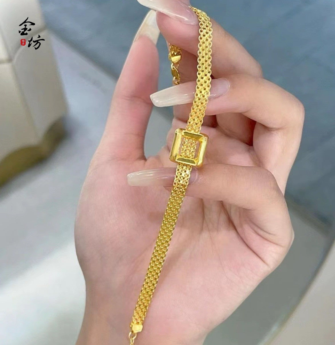 9999 24k Real Gold Years Square Bracelet Lace Square Buckle Shiny Fashion Women Bracelet Accessories 9999 24k Real Gold Years Square Bracelet Lace Square Buckle Shiny Fashion Women Bracelet Accessories
