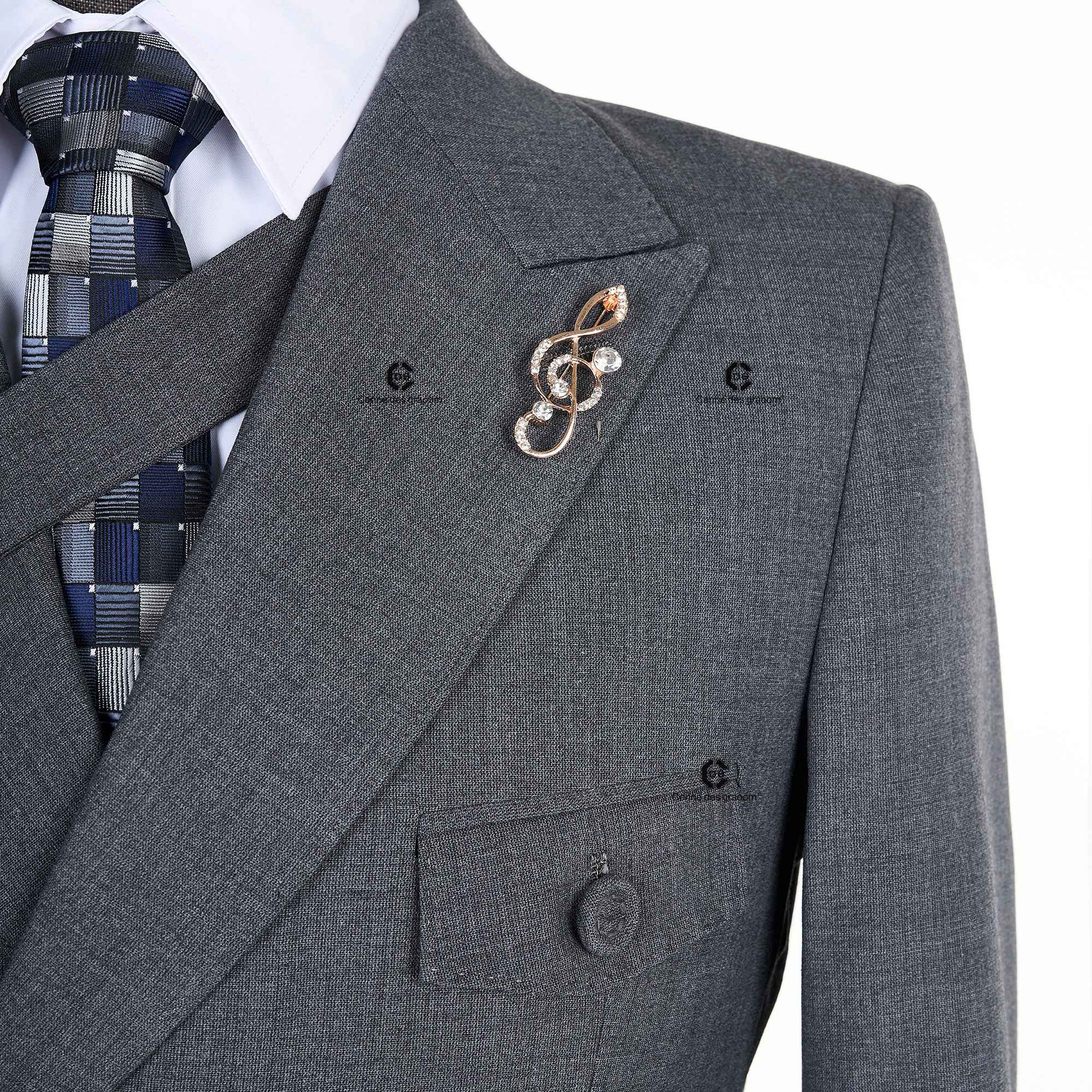 Cenne des graoom 2024 novos ternos cinza elegantes para homens duplo breasted bo