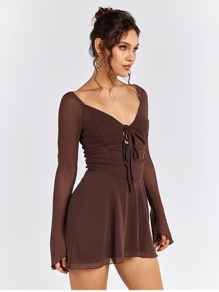 NewAsia Spring Autumn Sexy Hollow Out Bandage Mini Dresses Women Solid Empire Slim Dresses Fashion Party Club Full Sleeve Dress NewAsia Spring Autumn Sexy Hollow Out Bandage Mini Dresses Women Solid Empire Slim Dresses Fashion Party Club Full Sleeve Dress