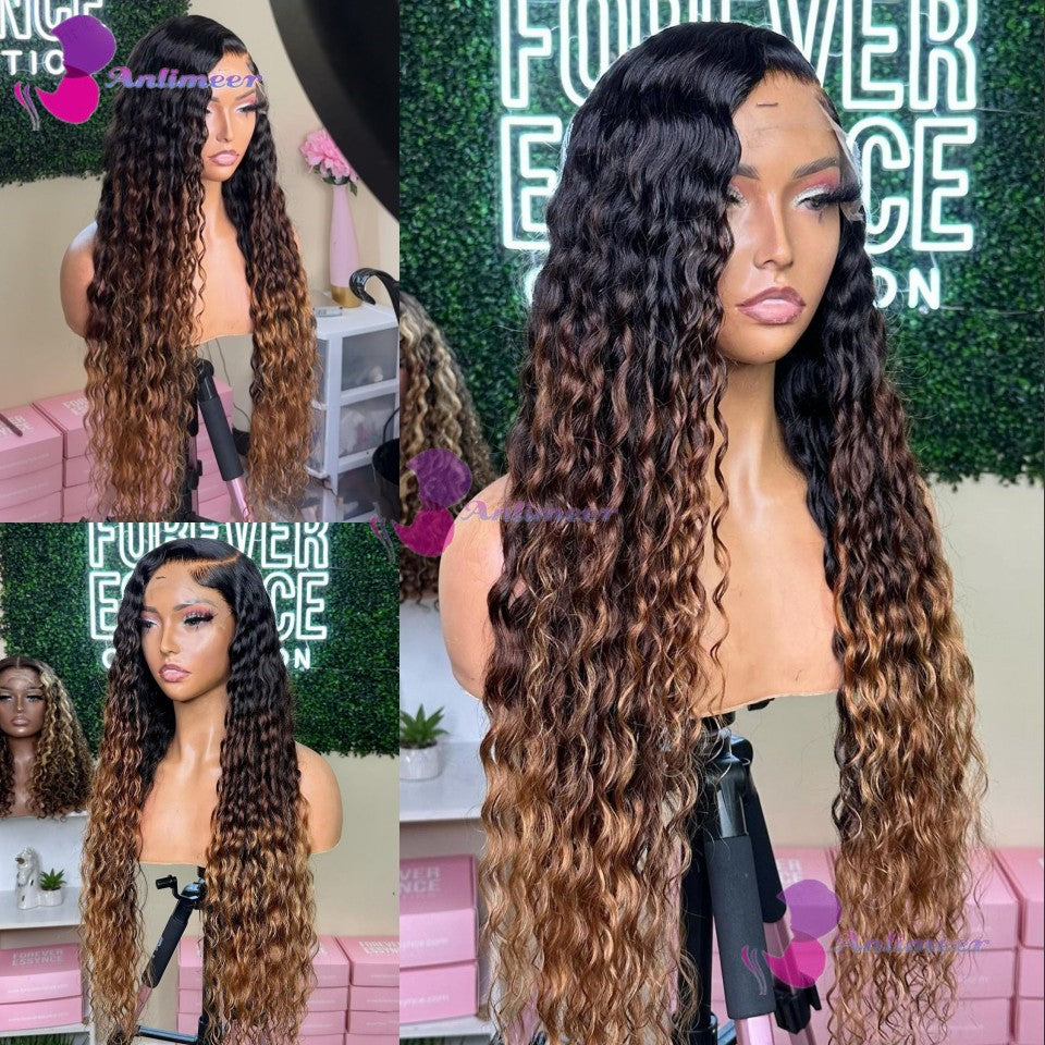 Anlimeer Long Water Wave Brazilian Human Hair Wig