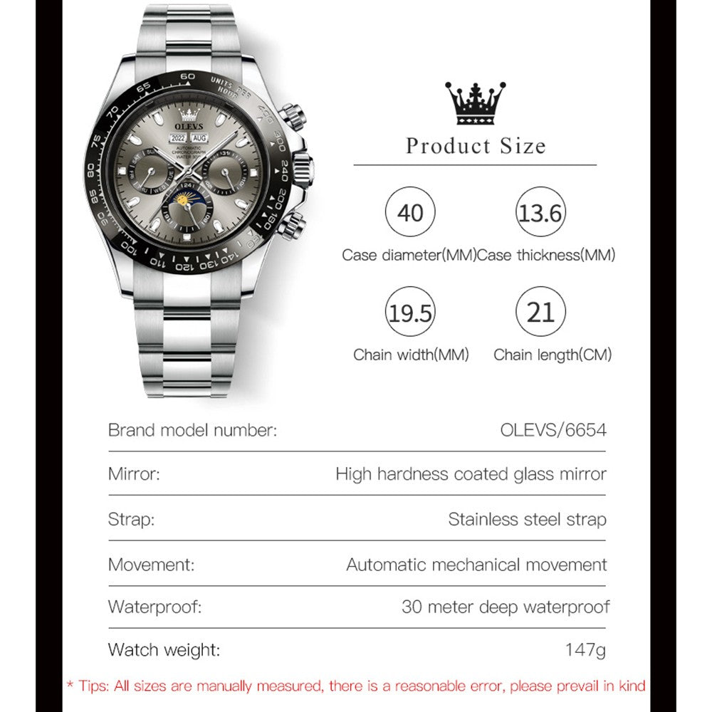 OLEVS 6654 Automatic Mechanical Watch: Classic Style & Function