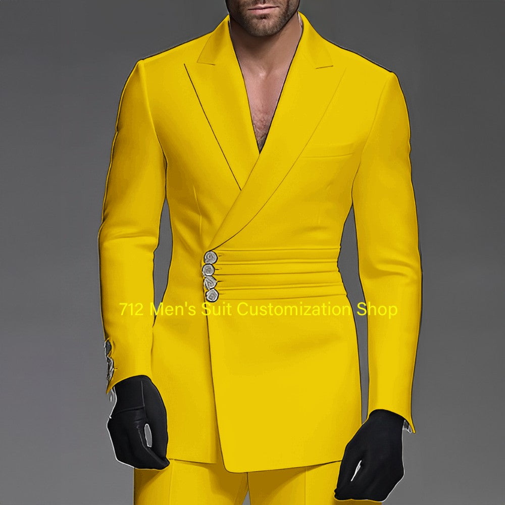 Handsome Men's 2 Piece Suit Wedding Groom Tuxedo Stylish Formal Wear XS-5XL Custom Blazer Pants Men Handsome Men's 2 Piece Suit Wedding Groom Tuxedo Stylish Formal Wear XS-5XL Custom Blazer Pants Men