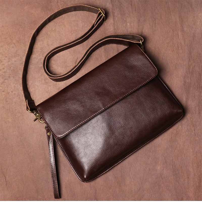 Luokir vintage genuíno couro crossbody saco de moda masculina simples ombro men
