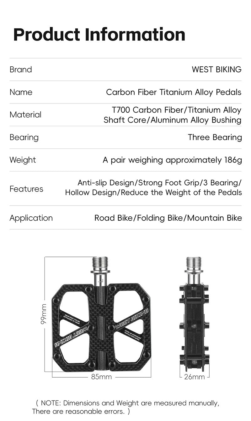 West Biking Carbon Fiber Ultralight Pedals