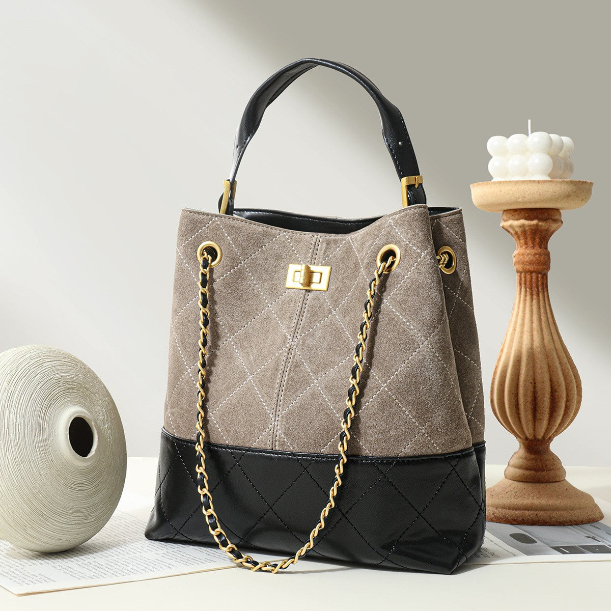 LZJV Women's Genuine Leather Bucket Bag