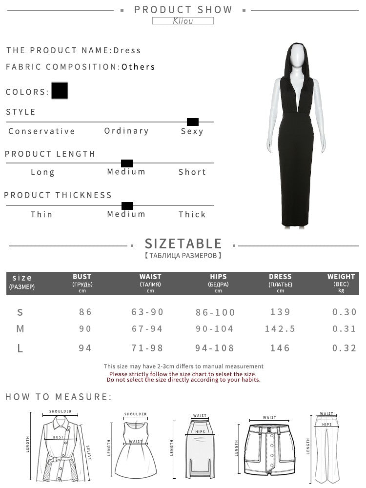 Kliou Elegant Hooded Maxi Dresses Women Hipster Sleeveless Sexy Deep V-Neck Backless Side Split Robe Female High Street Dress Kliou Elegant Hooded Maxi Dresses Women Hipster Sleeveless Sexy Deep V-Neck Backless Side Split Robe Female High Street Dress