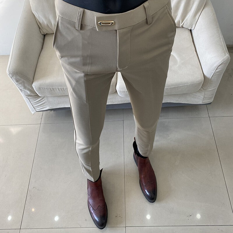 QUHNBGY Men's Slim-Fit Suit Pants