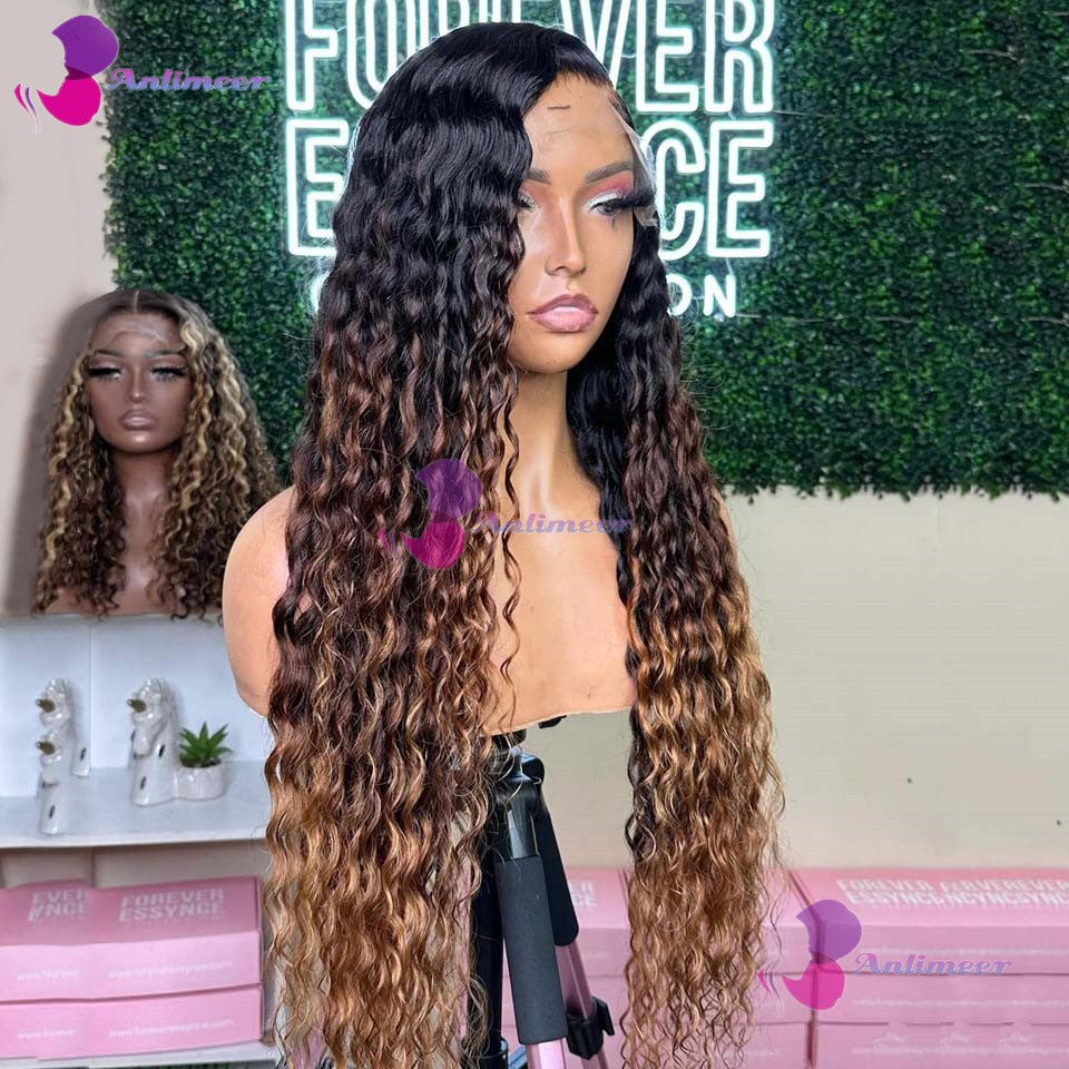 Anlimeer Long Water Wave Brazilian Human Hair Wig