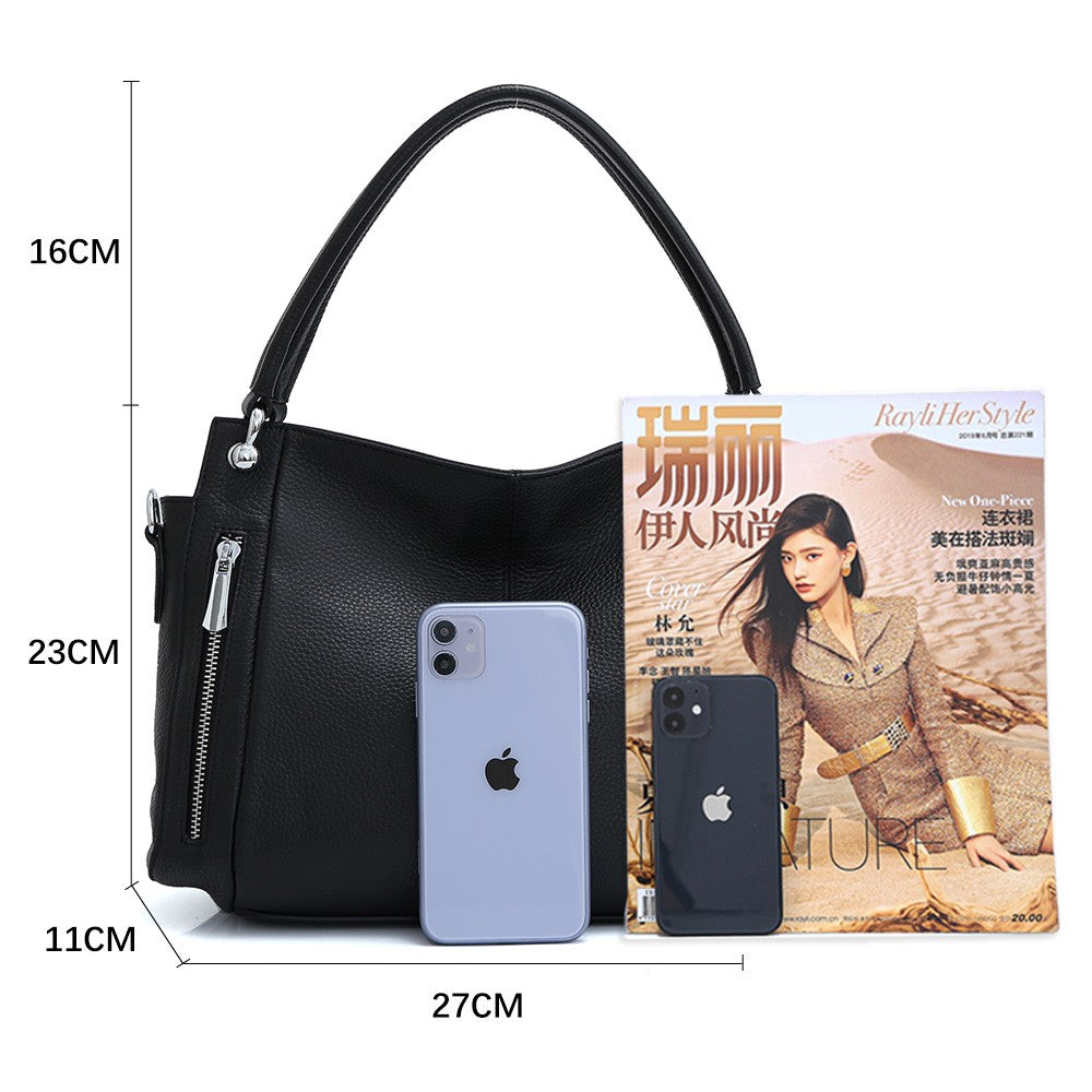 Zency 100% bolsa de couro genuíno feminino clássico simples vintage shopper to