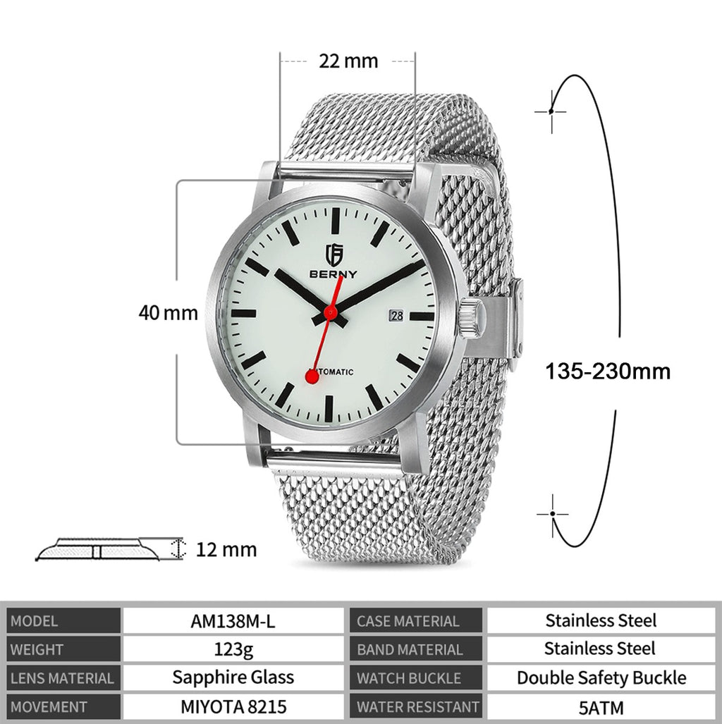 BERNY AM138MS-L Automatic Mechanical Watch