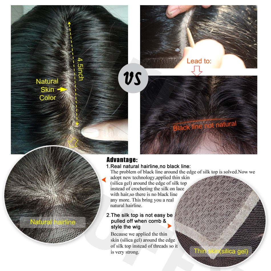 TPFHR Medium Straight Peruvian Human Hair Wig
