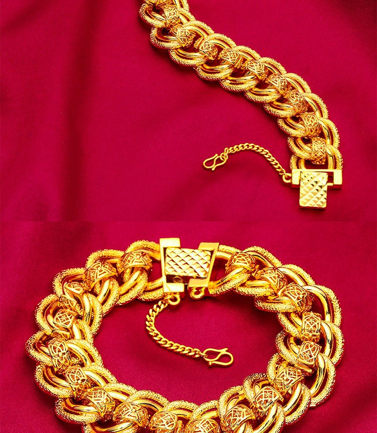 24K Real Gold 9999 Yellow Gold 20mm Men's Bracelet Watch Chain Wide Side Bangle 24K Real Gold 9999 Yellow Gold 20mm Men's Bracelet Watch Chain Wide Side Bangle