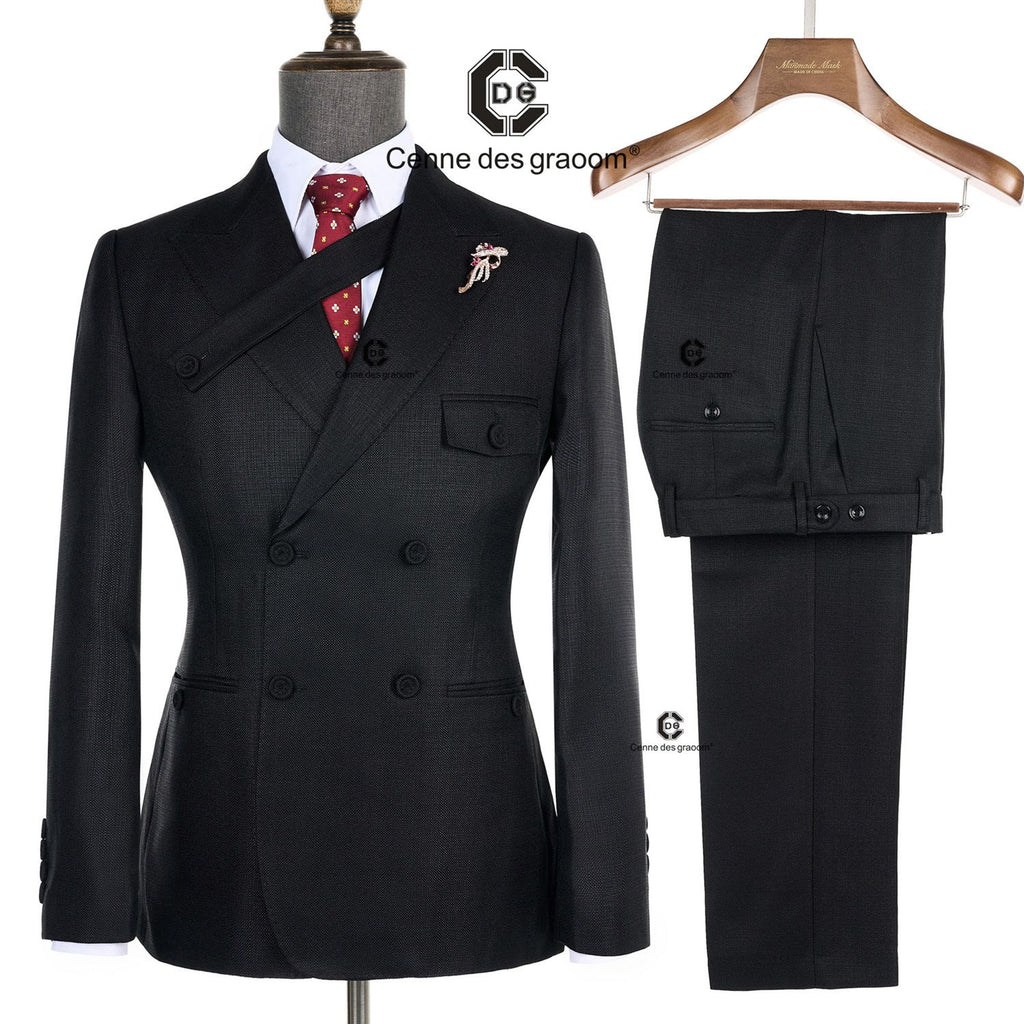 Cenne des graoom 2024 novos ternos cinza elegantes para homens duplo breasted bo