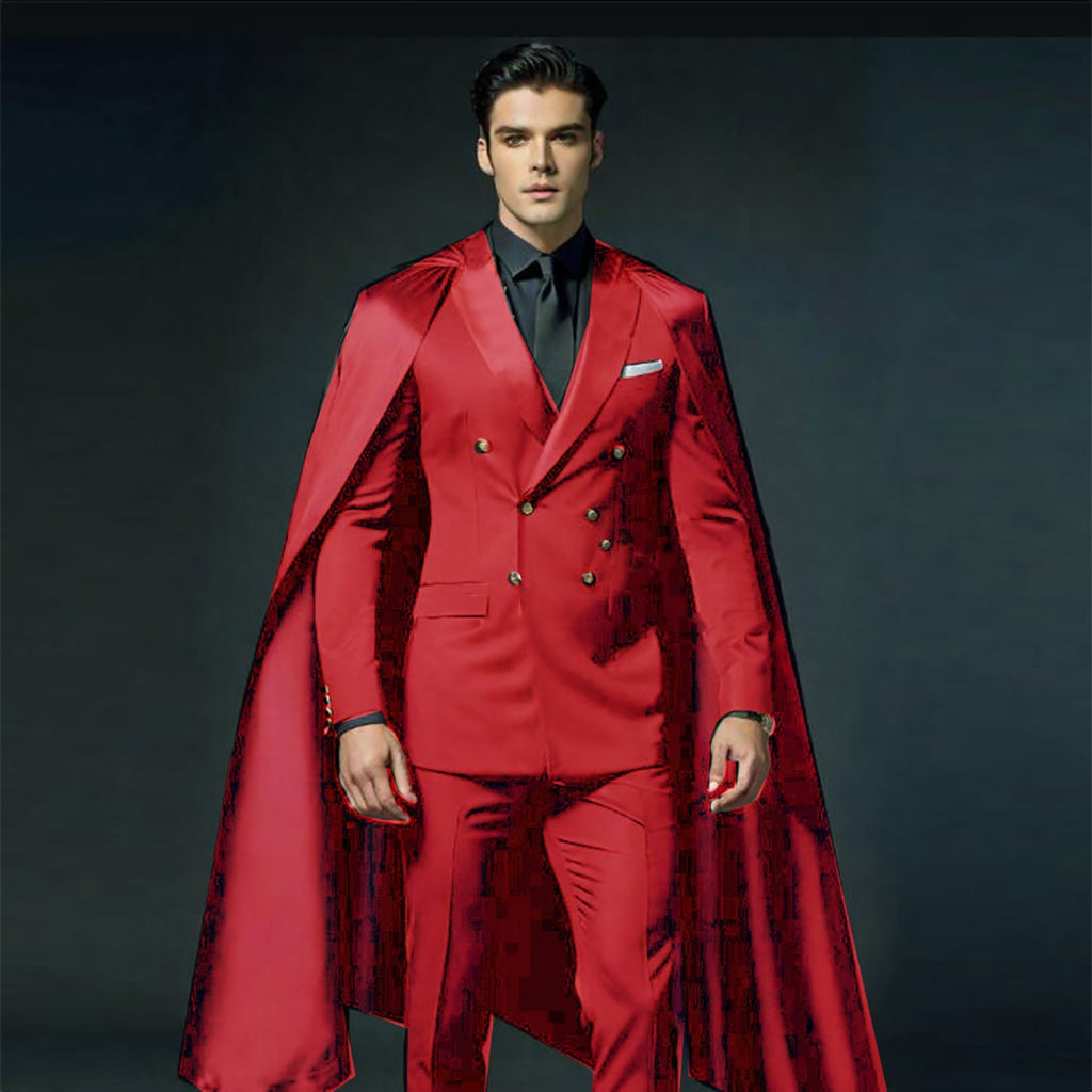 Modern Men's Wedding Suits 2 Pieces with Detachable Capes Plus Size Custom Groom Tuxedo Show Party Men's Attire Modern Men's Wedding Suits 2 Pieces with Detachable Capes Plus Size Custom Groom Tuxedo Show Party Men's Attire