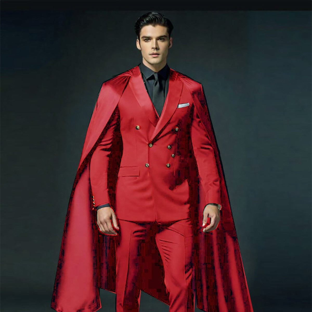 Modern Men's Wedding Suits 2 Pieces with Detachable Capes Plus Size Custom Groom Tuxedo Show Party Men's Attire Modern Men's Wedding Suits 2 Pieces with Detachable Capes Plus Size Custom Groom Tuxedo Show Party Men's Attire