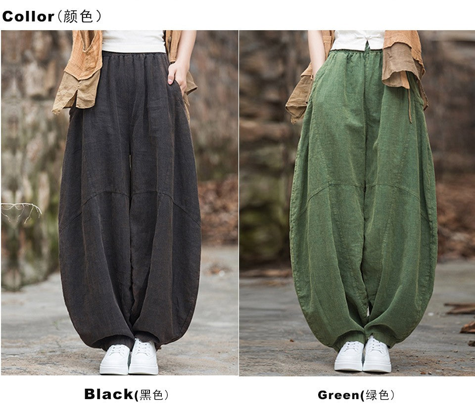 Women's Cotton Loose Wide Leg Pants, Vintage Yoga Pants with Elastic Waist Wide Leg Loose Wide Leg, StylishWomen's Cotton Loose Wide Leg Pants, Vintage Yoga Pants with Elastic Waist Wide Leg Loose Wide Leg, Stylish