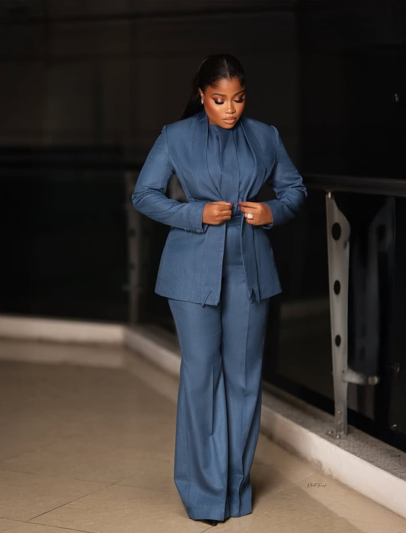 Demin Blue Women Pant Suits 2 Pieces Plus Size Special Lapel Blazer Jacket Custom Office Lady Business Outfit Demin Blue Women Pant Suits 2 Pieces Plus Size Special Lapel Blazer Jacket Custom Office Lady Business Outfit