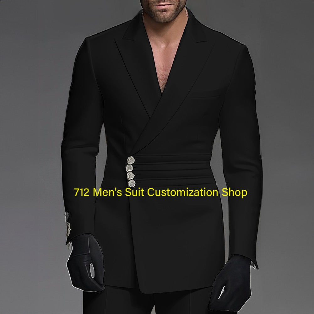 Handsome Men's 2 Piece Suit Wedding Groom Tuxedo Stylish Formal Wear XS-5XL Custom Blazer Pants Men Handsome Men's 2 Piece Suit Wedding Groom Tuxedo Stylish Formal Wear XS-5XL Custom Blazer Pants Men