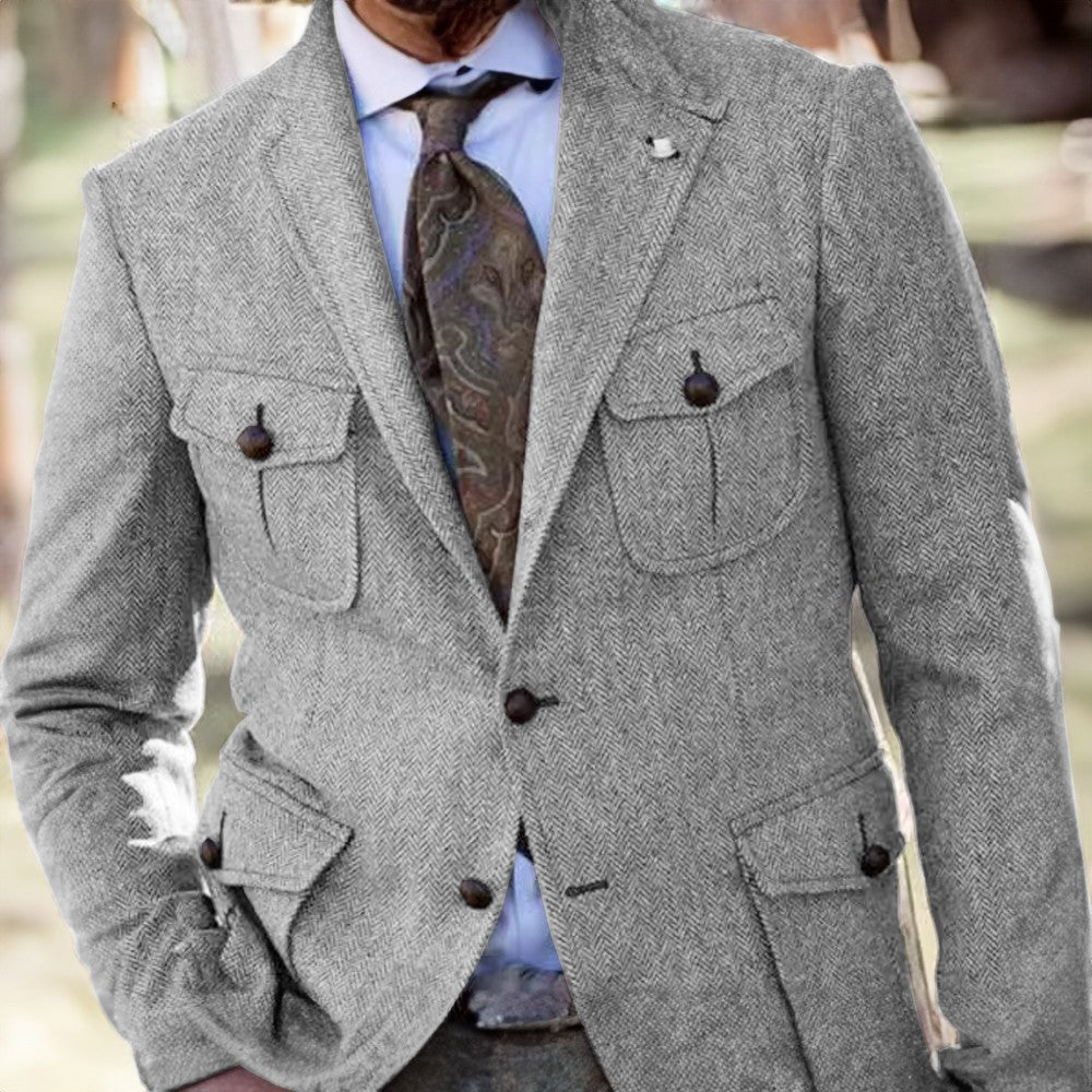Men's Loose-Fit Wool Suit