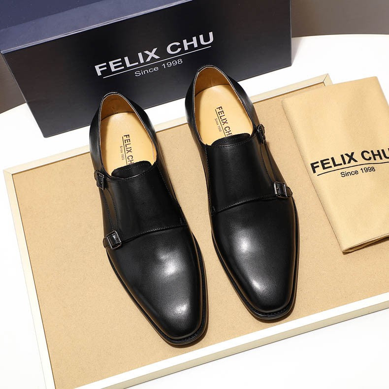 Handmade genuine leather men's oxfords, flat toe, double buckle, monk strap, classic formal shoes, size 6-13 Handmade genuine leather men's oxfords, flat toe, double buckle, monk strap, classic formal shoes, size 6-13