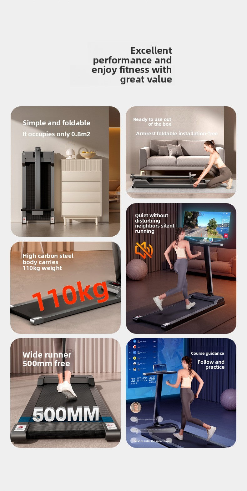 Ji Can JC-490 Foldable Home Treadmill