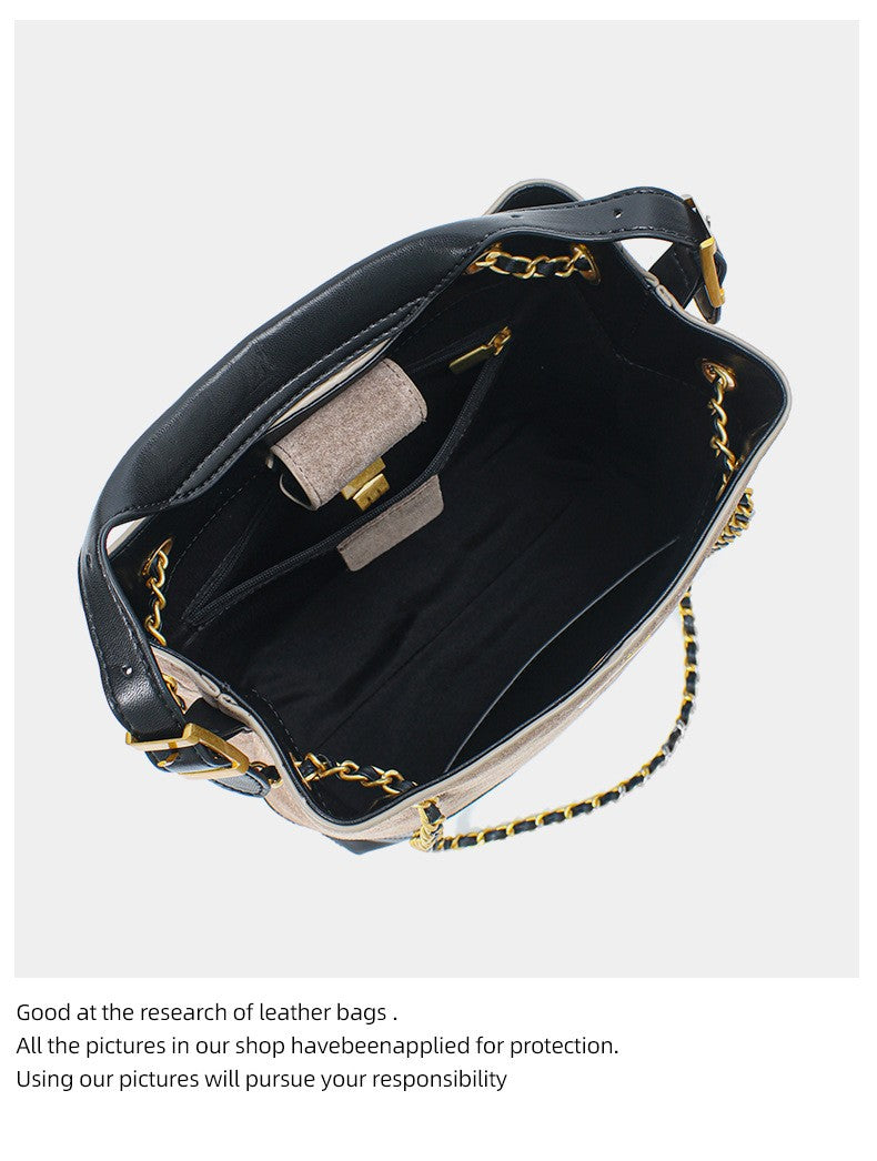 LZJV Women's Genuine Leather Bucket Bag