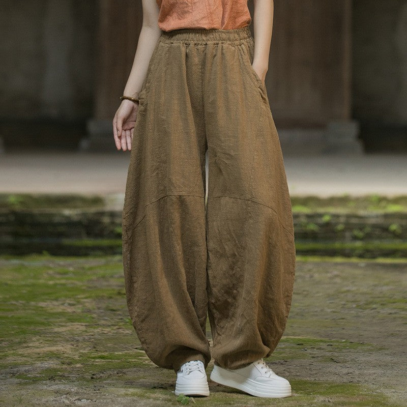 Women's Cotton Loose Wide Leg Pants, Vintage Yoga Pants with Elastic Waist Wide Leg Loose Wide Leg, StylishWomen's Cotton Loose Wide Leg Pants, Vintage Yoga Pants with Elastic Waist Wide Leg Loose Wide Leg, Stylish