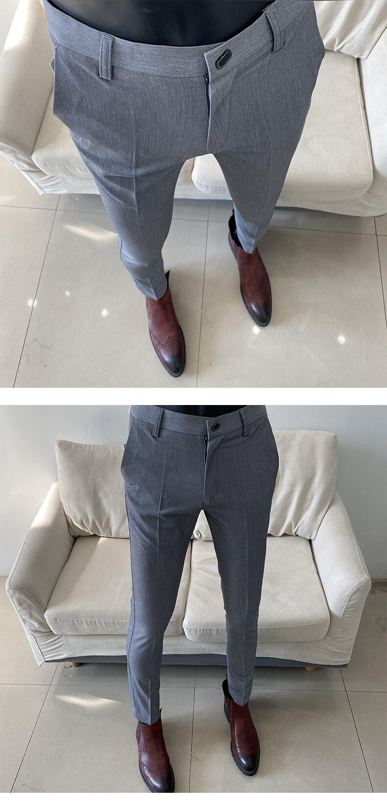 QUHNBGY Men's Slim-Fit Suit Pants