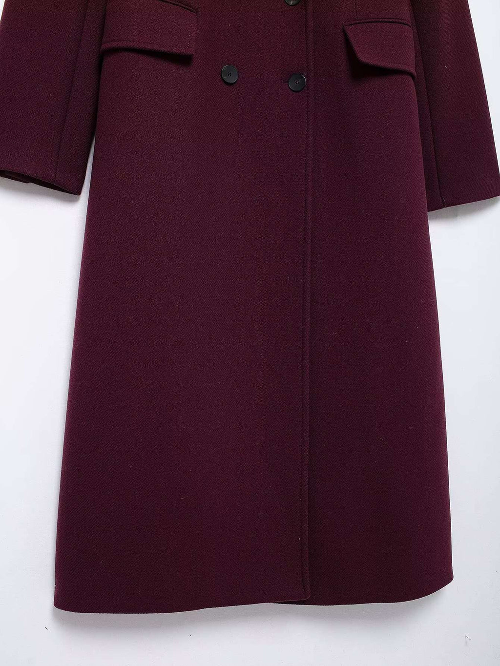 Trafza Women Fashion Burgundy Double Breasted Wool Coat Long Sleeve Lapel Blends Jacket Autumn Winter High Street OuterwearTrafza Women Fashion Burgundy Double Breasted Wool Coat Long Sleeve Lapel Blends Jacket Autumn Winter High Street Outerwear