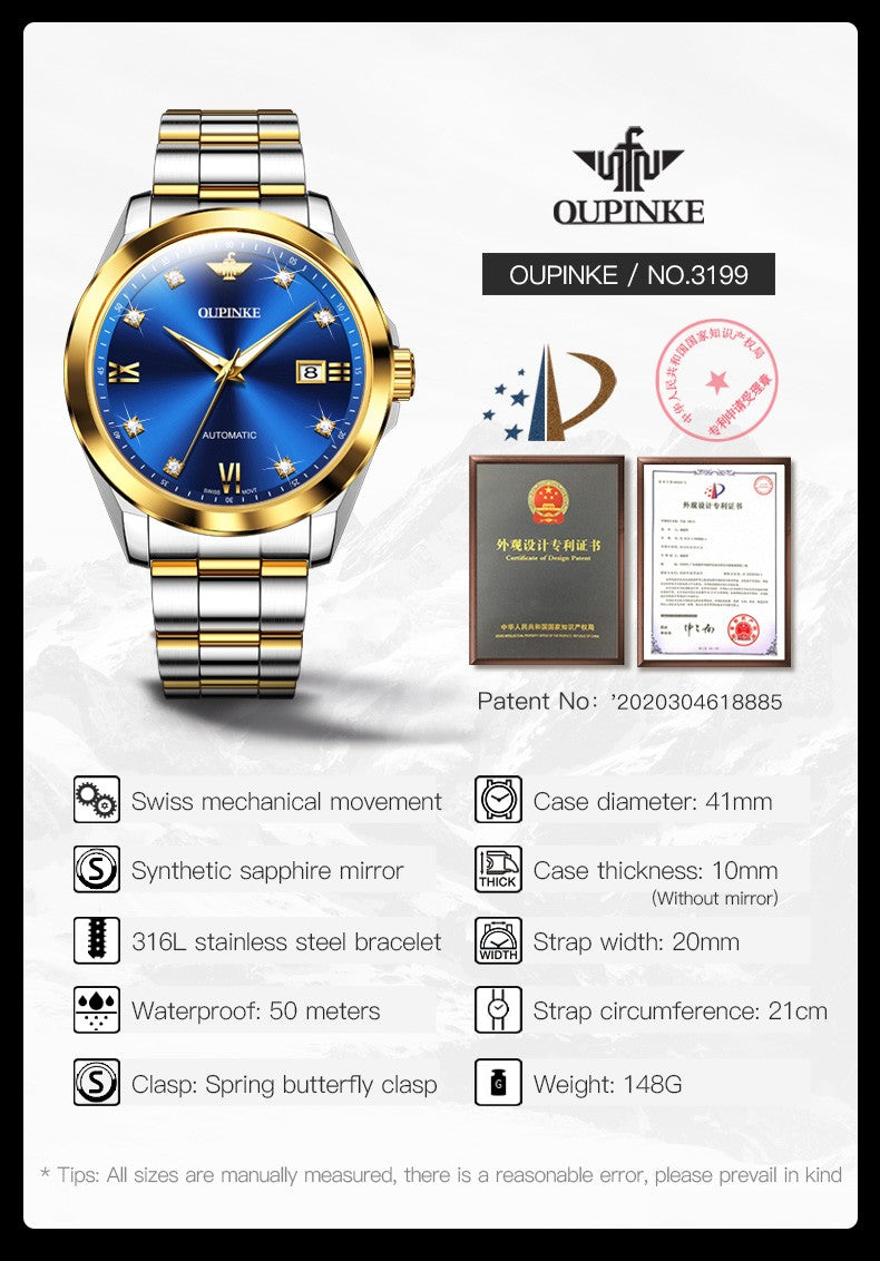 OUPINKE 3199 Luxury Skeleton Watch