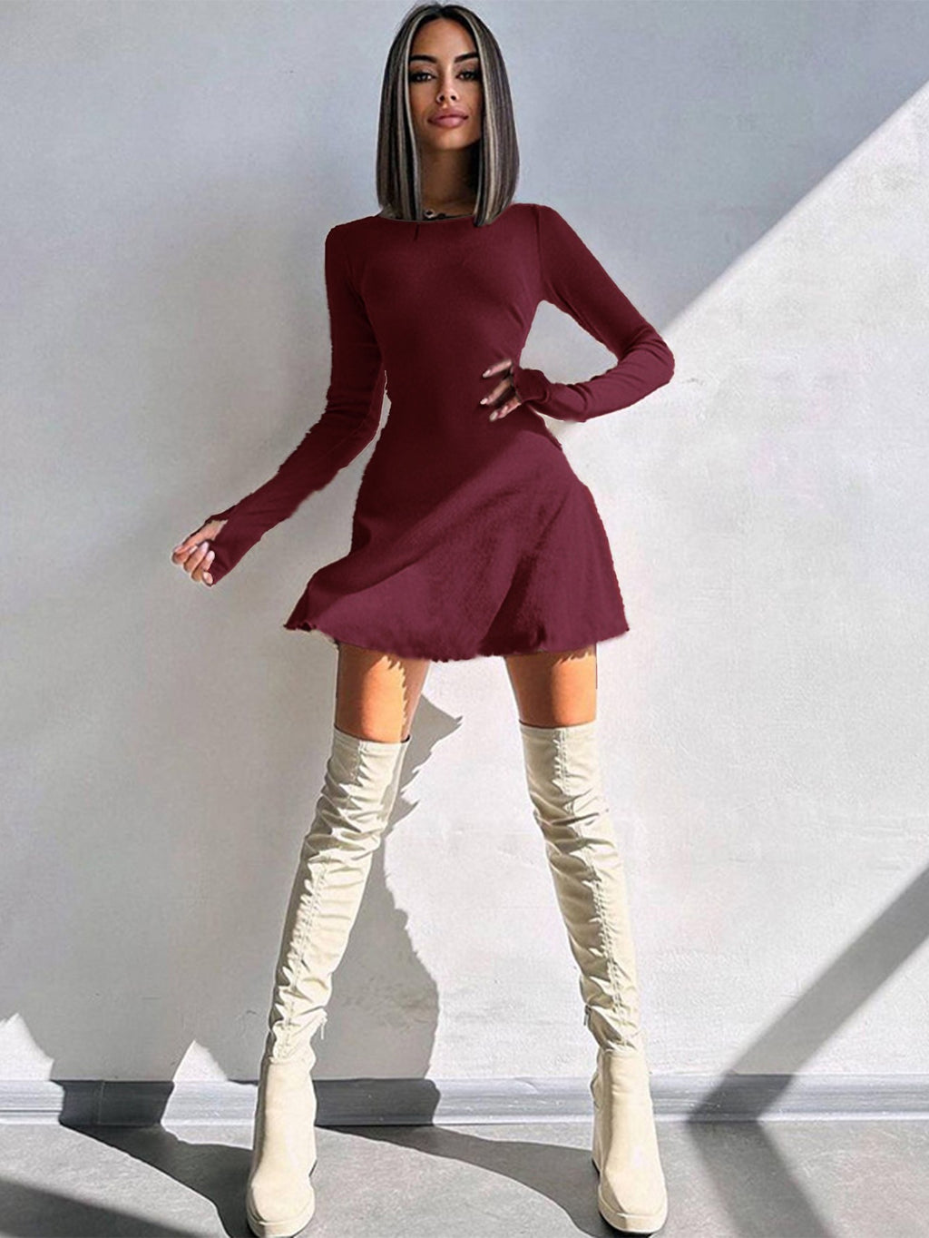 Women's Club Sexy Long Sleeve Bodycon Mini Dress Suitable for Nightclub, Family Party, Vacation, Leisure Women's Club Sexy Long Sleeve Bodycon Mini Dress Suitable for Nightclub, Family Party, Vacation, Leisure