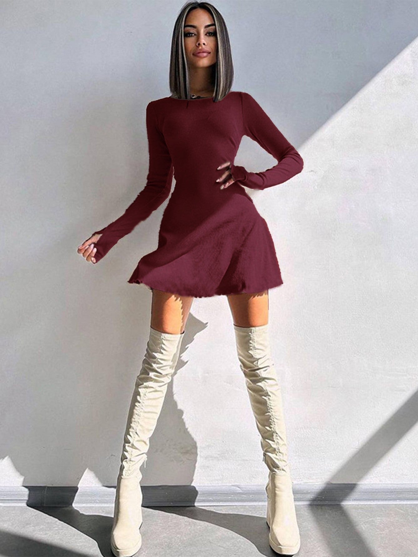 Women's Club Sexy Long Sleeve Bodycon Mini Dress Suitable for Nightclub, Family Party, Vacation, Leisure Women's Club Sexy Long Sleeve Bodycon Mini Dress Suitable for Nightclub, Family Party, Vacation, Leisure