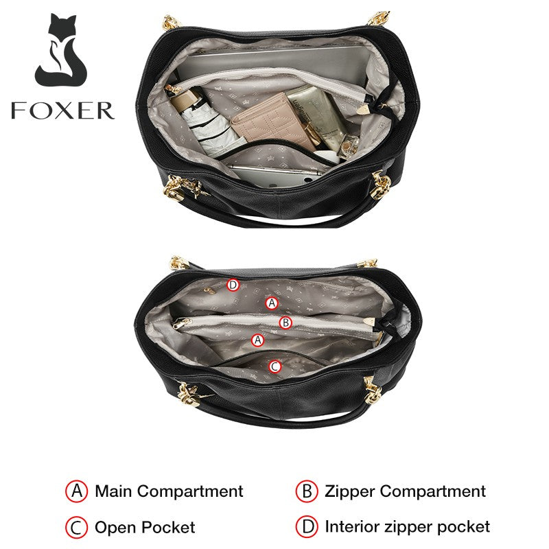 FOXER Women's Genuine Leather Tote Bag