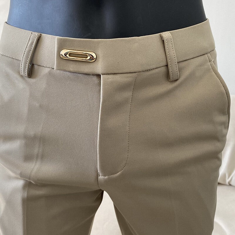 QUHNBGY Men's Slim-Fit Suit Pants