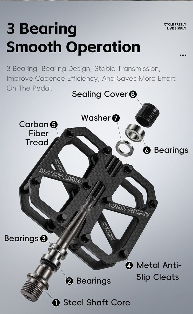 West Biking Carbon Fiber Ultralight Pedals
