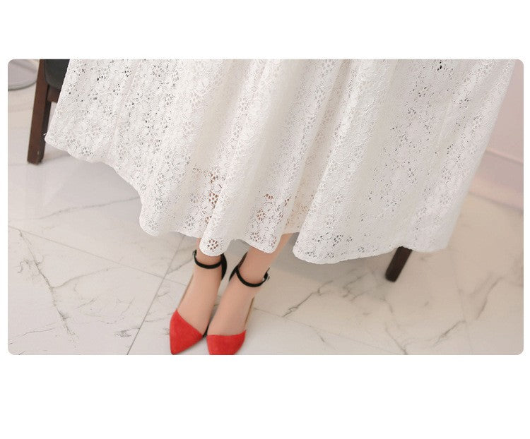 Slim fit women's lace V-neck beach dress holiday fashion trendy floral printed mid-length one-piece skirt Slim fit women's lace V-neck beach dress holiday fashion trendy floral printed mid-length one-piece skirt