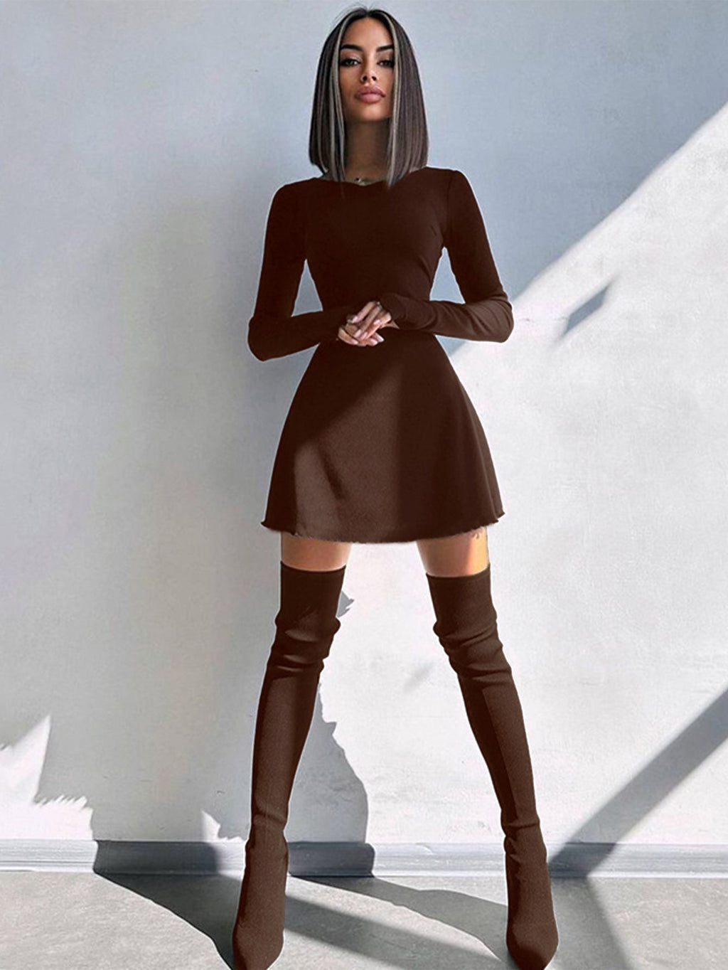 Women's Club Sexy Long Sleeve Bodycon Mini Dress Suitable for Nightclub, Family Party, Vacation, Leisure Women's Club Sexy Long Sleeve Bodycon Mini Dress Suitable for Nightclub, Family Party, Vacation, Leisure
