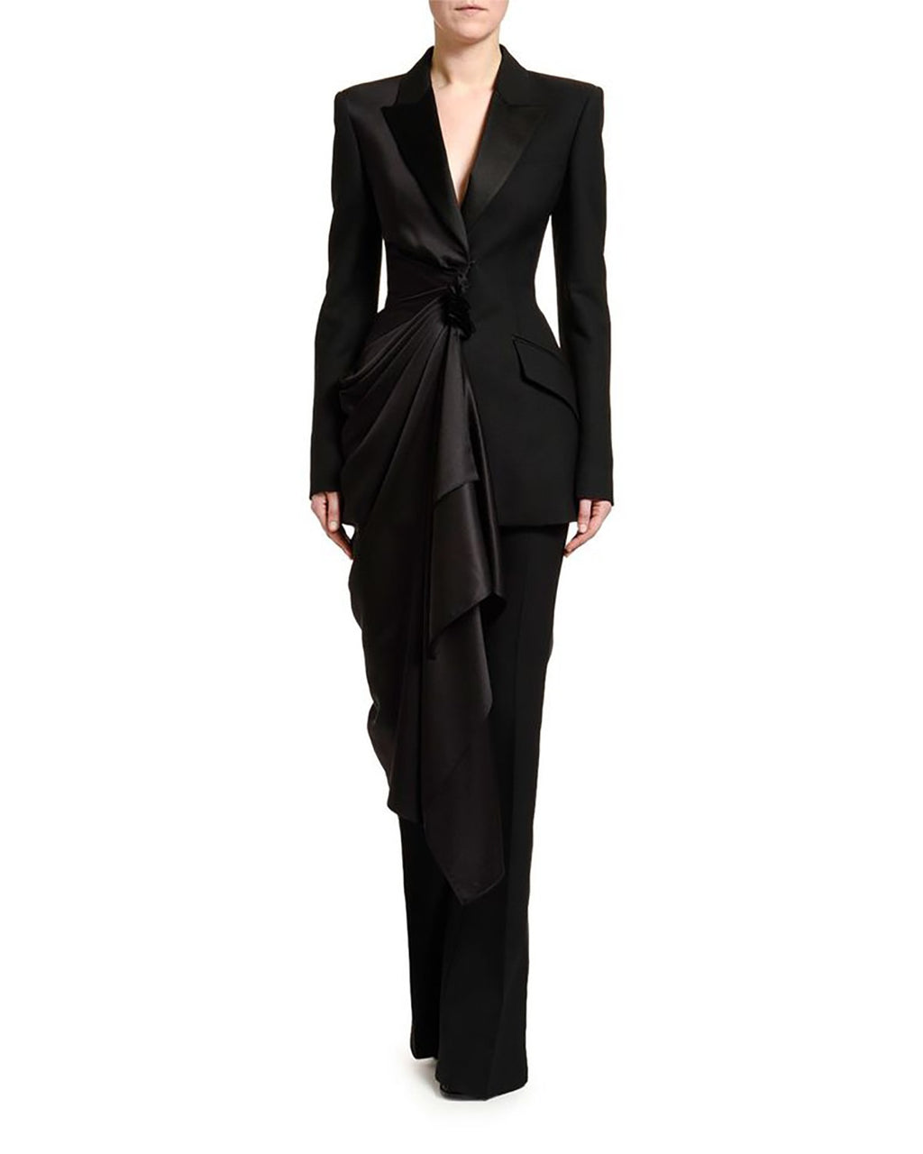 New Design Women Suits 2 Pieces Ruffles Blazer with Wraps Custom Wedding Guest Dress Evening Party Show OutfitNew Design Women Suits 2 Pieces Ruffles Blazer with Wraps Custom Wedding Guest Dress Evening Party Show Outfit