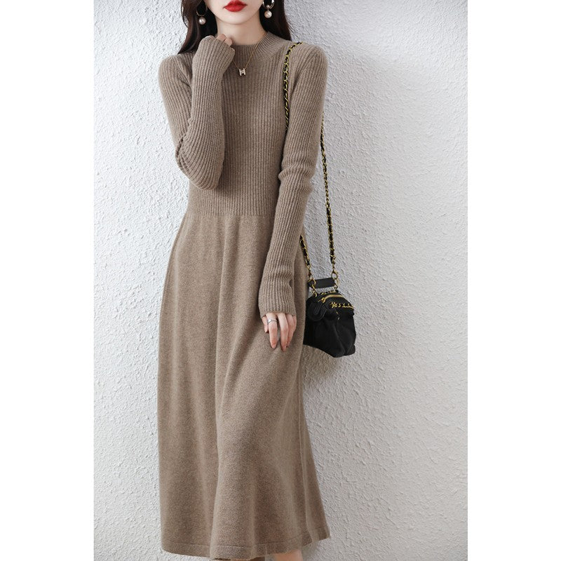 Sweater skirt women's long high-end 100% pure cashmere autumn and winter waist bottom shirt knitted dress Sweater skirt women's long high-end 100% pure cashmere autumn and winter waist bottom shirt knitted dress