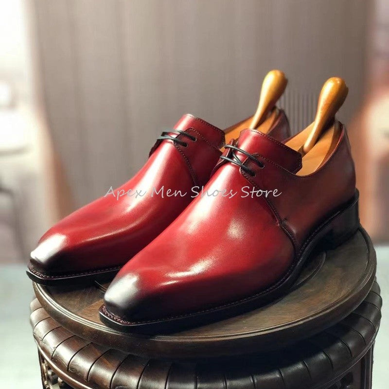 Borgonha juventude negócios formal derby sapatos rendas até quintal sapatos ma
