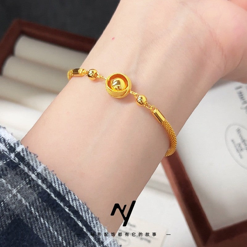 Palace Style 9999 24K Real Gold Braided Bird's Nest Carriage Bead Bracelet for Women 18K Gold Fashion High-End Palace Style 9999 24K Real Gold Braided Bird's Nest Carriage Bead Bracelet for Women 18K Gold Fashion High-End