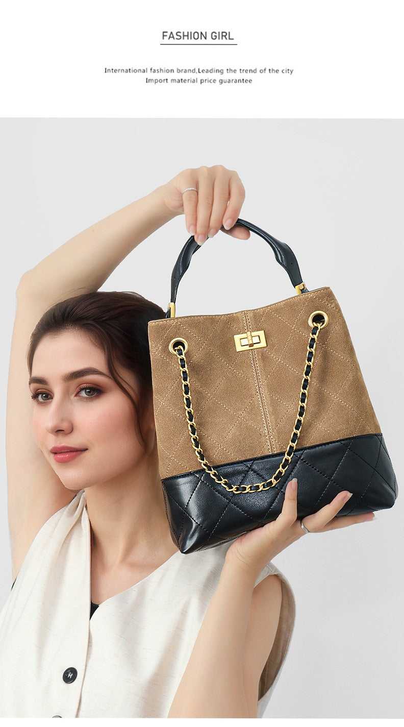 LZJV Women's Genuine Leather Bucket Bag