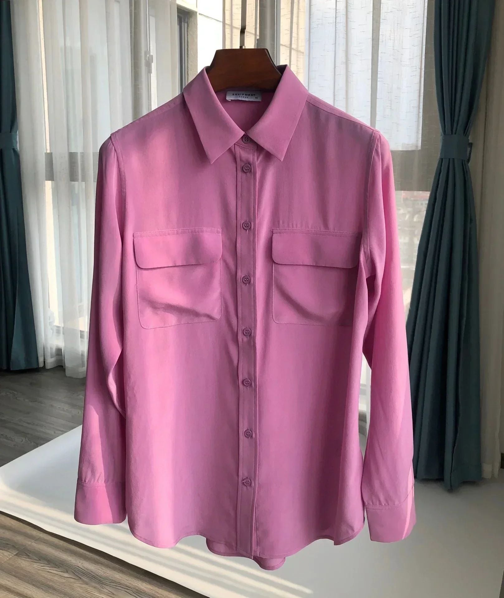 39 colors option draped sand-washed mulberry silk shirt blouse women classic
