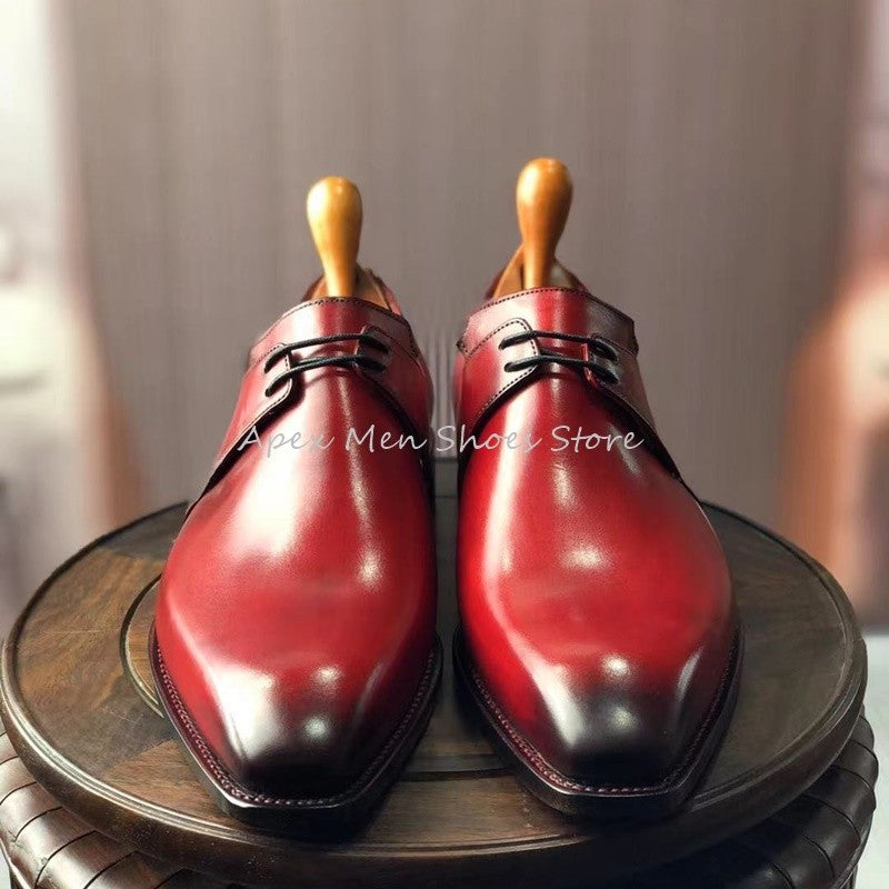 Borgonha juventude negócios formal derby sapatos rendas até quintal sapatos ma