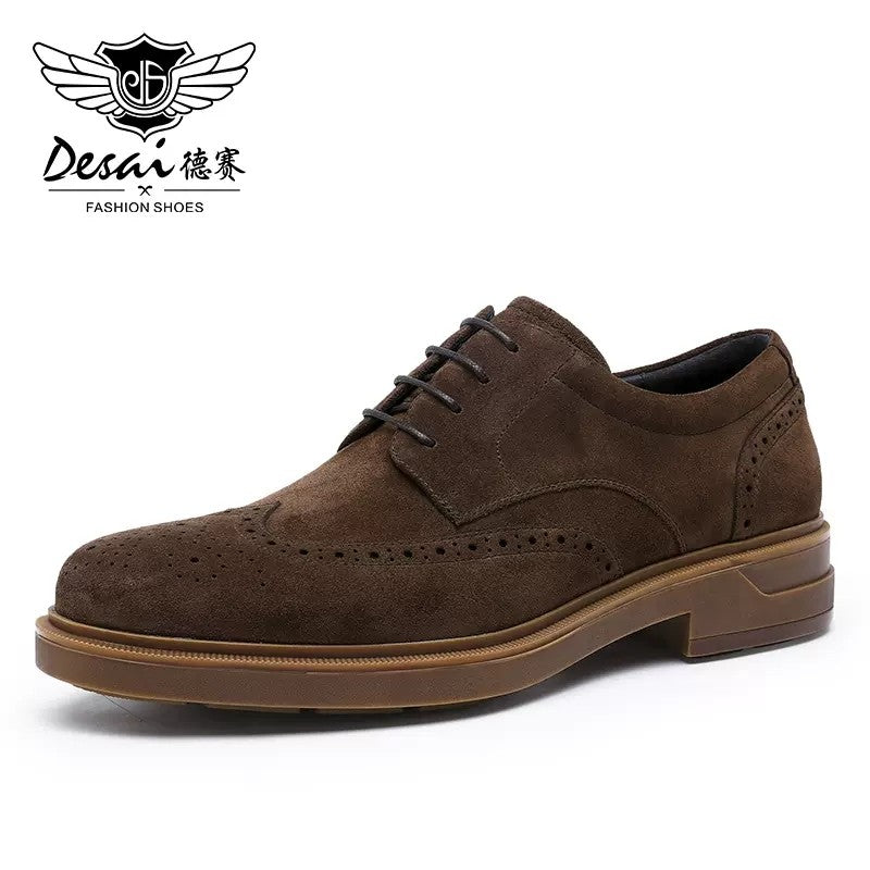 Desai Genuine Derby Shoes Men Cow Suede Leather Autumn Winter Brogue Casual Leather Shoe Men Dress Shoes Gifts Desai Genuine Derby Shoes Men Cow Suede Leather Autumn Winter Brogue Casual Leather Shoe Men Dress Shoes Gifts