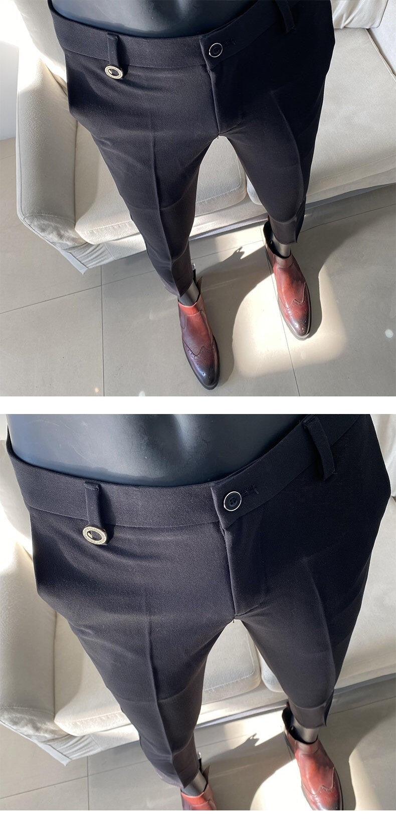 QUHNBGY Men's Slim-Fit Suit Pants