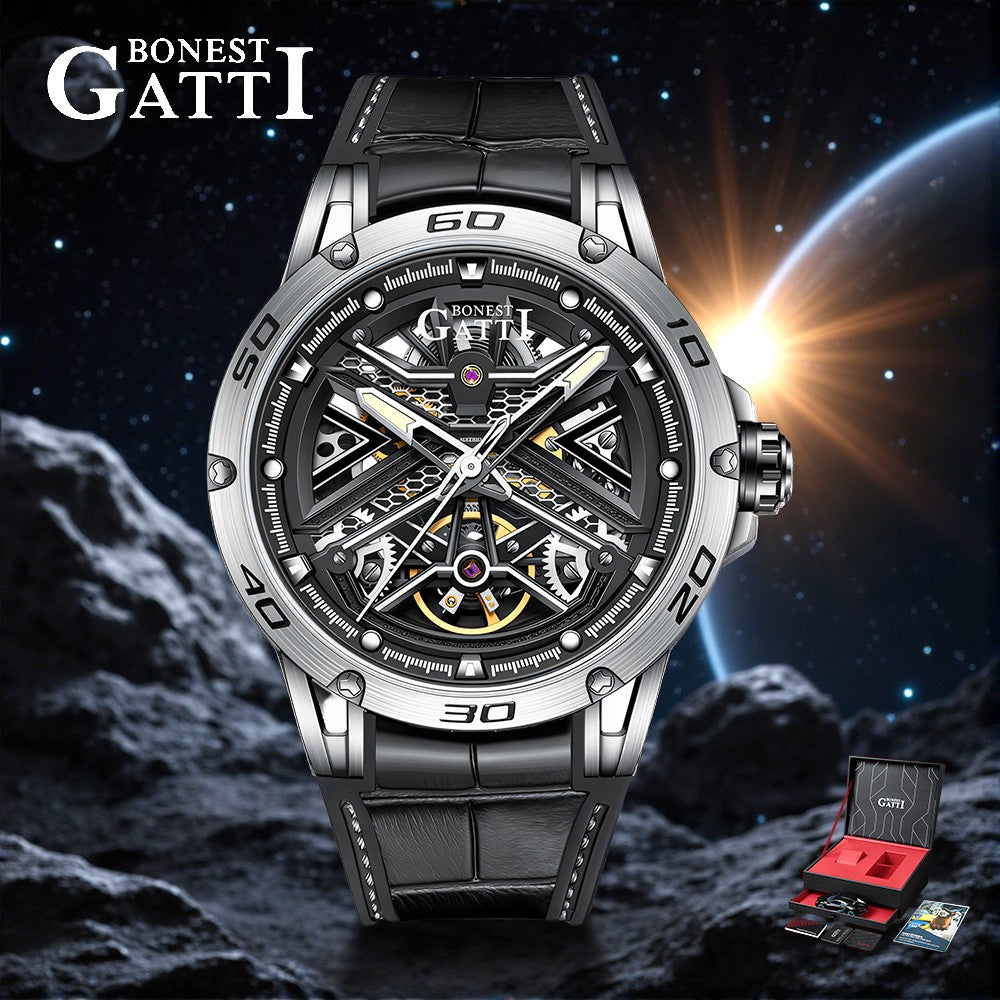 Bonest Gatti Men's Automatic Watch Luxury Vintage Mechanical 5ATM Skeleton Sapphire Luminous Leather Strap German Design Bonest Gatti Men's Automatic Watch Luxury Vintage Mechanical 5ATM Skeleton Sapphire Luminous Leather Strap German Design