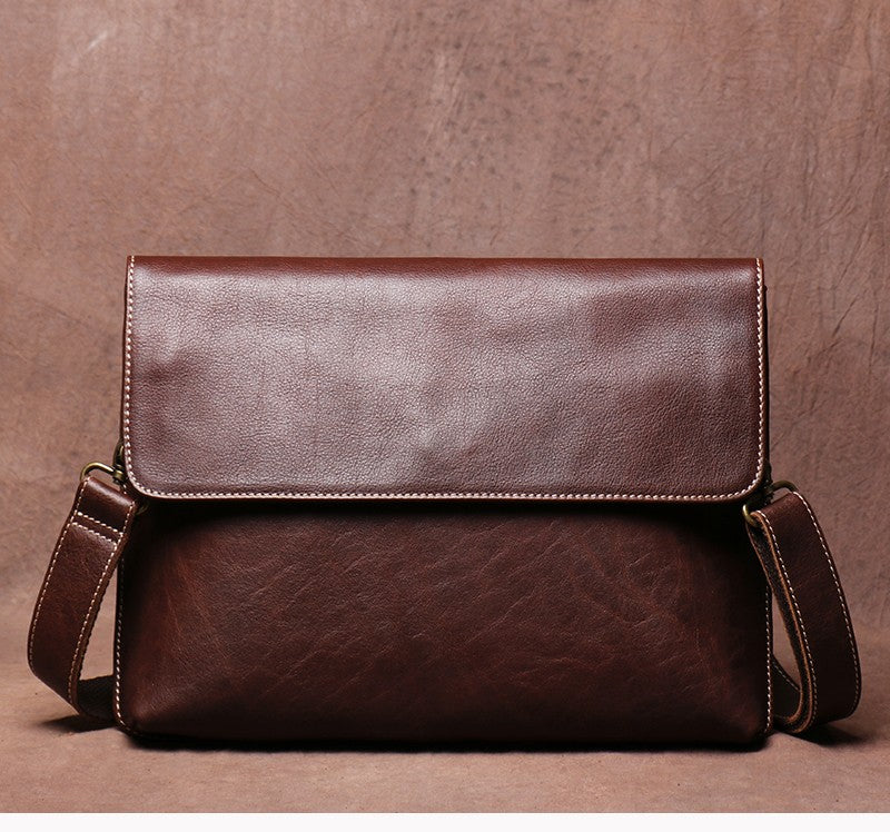 Luokir vintage genuíno couro crossbody saco de moda masculina simples ombro men