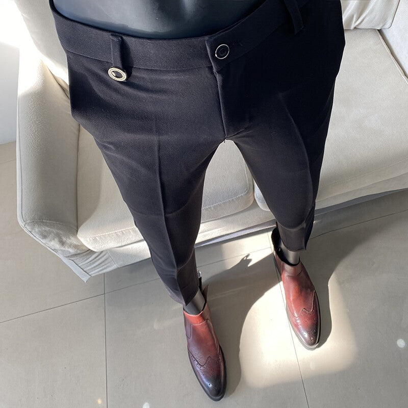 QUHNBGY Men's Slim-Fit Suit Pants